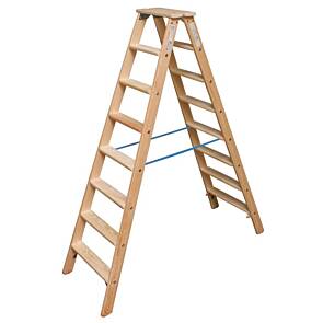 Krause Stufen-DoppelLeiter Holz, max. 2x8 Stufen, max. Arbeitshöhe 330 cm