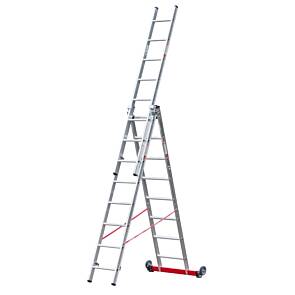 euroline Alu-Mehrzweckleiter, 3-teilig, rollbar, max. Arbeitshöhe: 1090 cm
