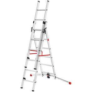 Hailo S100 ProfiLOT 3-teilige Alu-Kombileiter, max. 3x12 Sprossen, max. Arbeitshöhe: 900 cm