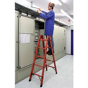 Krause Vollkunststoff-Sprossen-DoppelLeiter, max. Arbeitshöhe: 520 cm