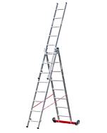 euroline Alu-Mehrzweckleiter, 3-teilig, rollbar, max. Arbeitshöhe: 1090 cm